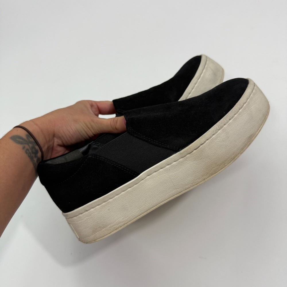 Vince Black Suede Leather Casual Slip On Platform Sneakers Sz 5M / 35 - Picture 12 of 12